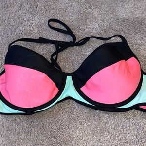 Pink and light green bathing suit top